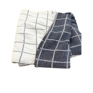 Large Blue White Check Throw