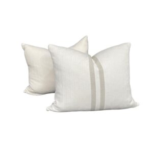 White Beige Striped Cushion