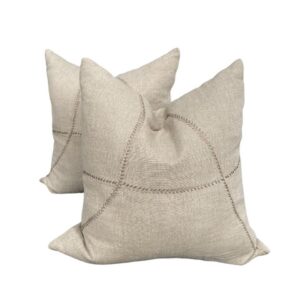 natural geometric stitched cushion