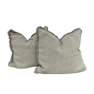 Gray frayed fringe edge cushion