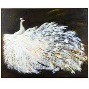 Le Grande Peacock Oil On Canvas Artwork Gold Frame