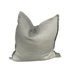 Muted green linen cushion