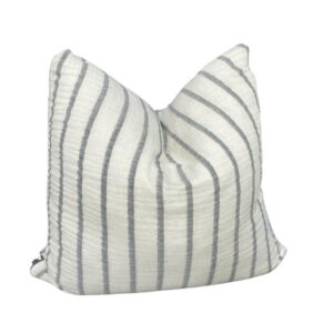 White Gray Striped Cushion