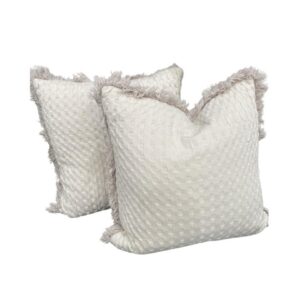 White Woven Fringed Cushion