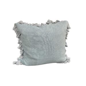 Dusty Blue Fringed Cushion