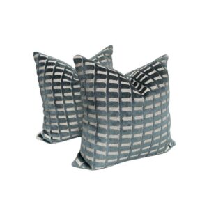 Green Geometric Cut Velvet Cushion