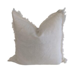 Cushion White linen fringe