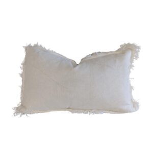 Lumbar Cushion Offwhite Linen fringe