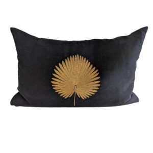 Lumbar Cushion Black with Gold Palm