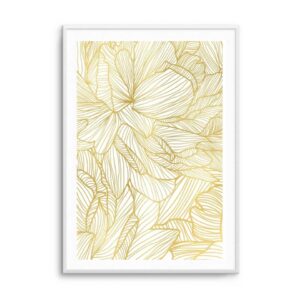Efflorescence - Gold Artwork White Frame