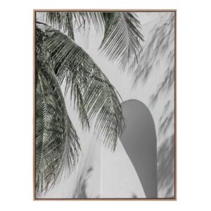 Palm Shadows Oak Box Frame Canvas Artwork