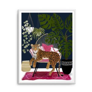 Leopard Lounge Artwork White Frame
