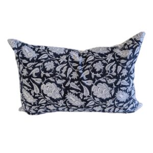 Lumbar Cushion Navy and white floral