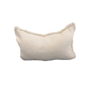 Lumbar Cushion Cream Linen Fringe