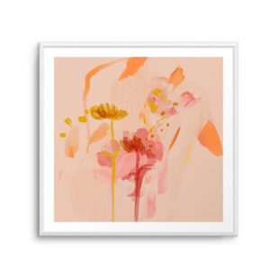 Abstract Watercolour Floral Artwork White Frame