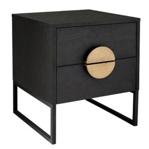 Luna II Square Bedside Table Black and Gold