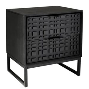 Ingot 2 Drawer Bedside Table Black