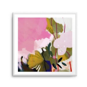 Abstract Jungle Leaves Artwork White Frame