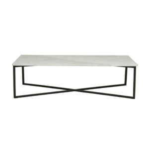 Elle Luxe Rectangular Coffee Table White Marble / Black