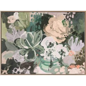 Jungle Lily Artwork Canvas Oak Frame