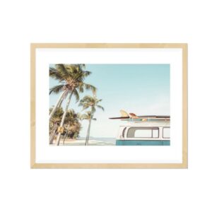 Gone Surfing Artwork Oak Frame