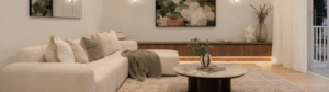 Aesthetic, Luxury styled living room in Brisbane property.
