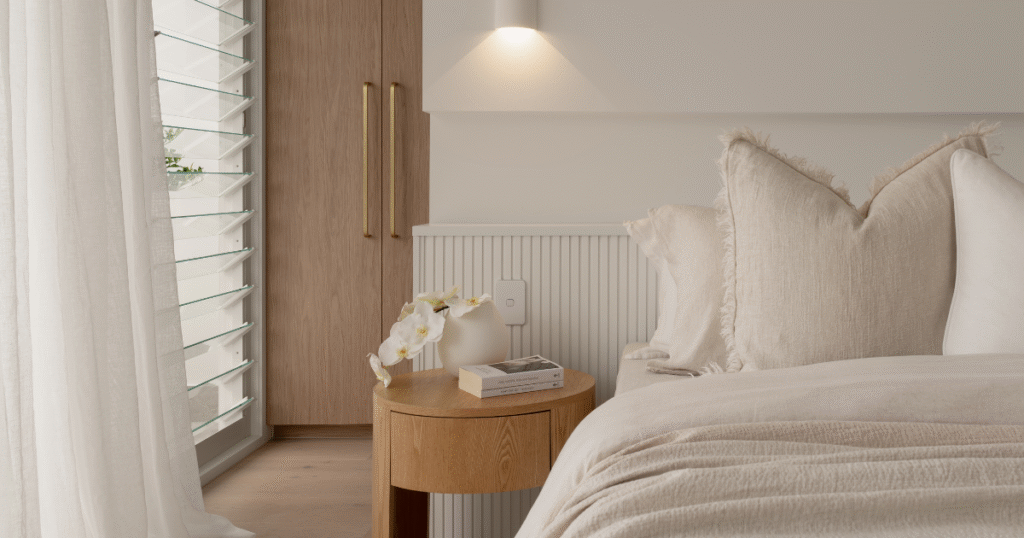 Bedroom inspo in neutral tones, mixed with soft texture through luxury staging to elevate the home.